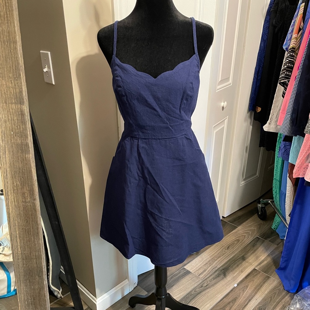 Blue scalloped dress size medium